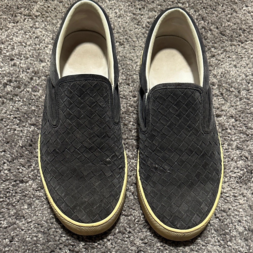 Bottega Veneta Black and Cream Slip-On Loafers